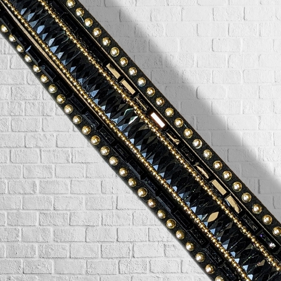 A3 Black Gold Rhinestone Crystal Wrap Cuff Bracelet Sz M-L Adjustable NEW A3 - Picture 11 of 11